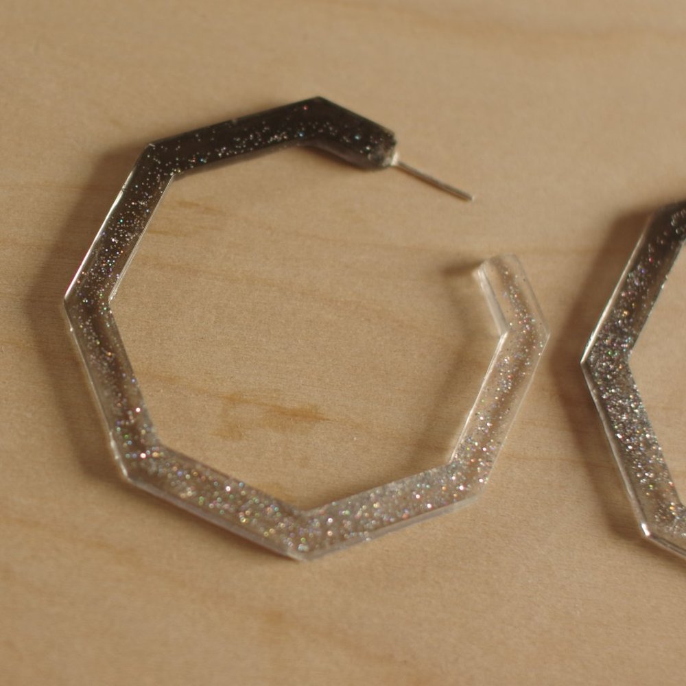 Handcrafted Earrings Dangle Geometric Hoops Black